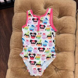 Disney Pink and White One Piece Swimsuit with Sunglasses Print